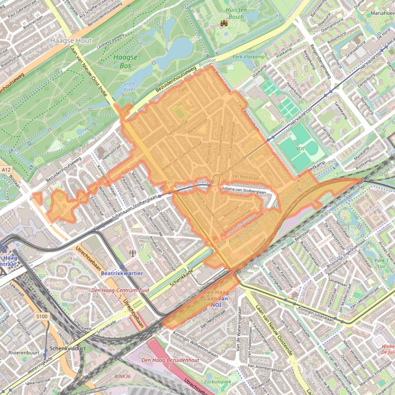 Kaart van postcodegebied 2593.