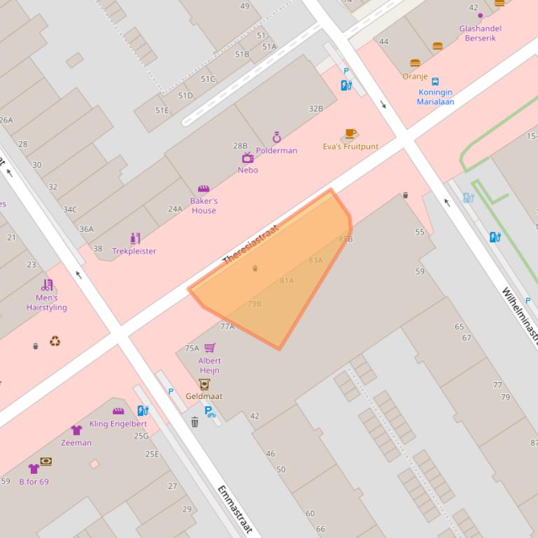 Kaart van postcodegebied 2593AB.