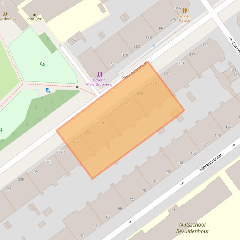 Kaart van postcodegebied 2593AK.