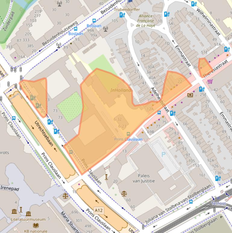 Kaart van postcodegebied 2593AN.