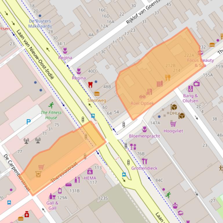 Kaart van postcodegebied 2593AV.