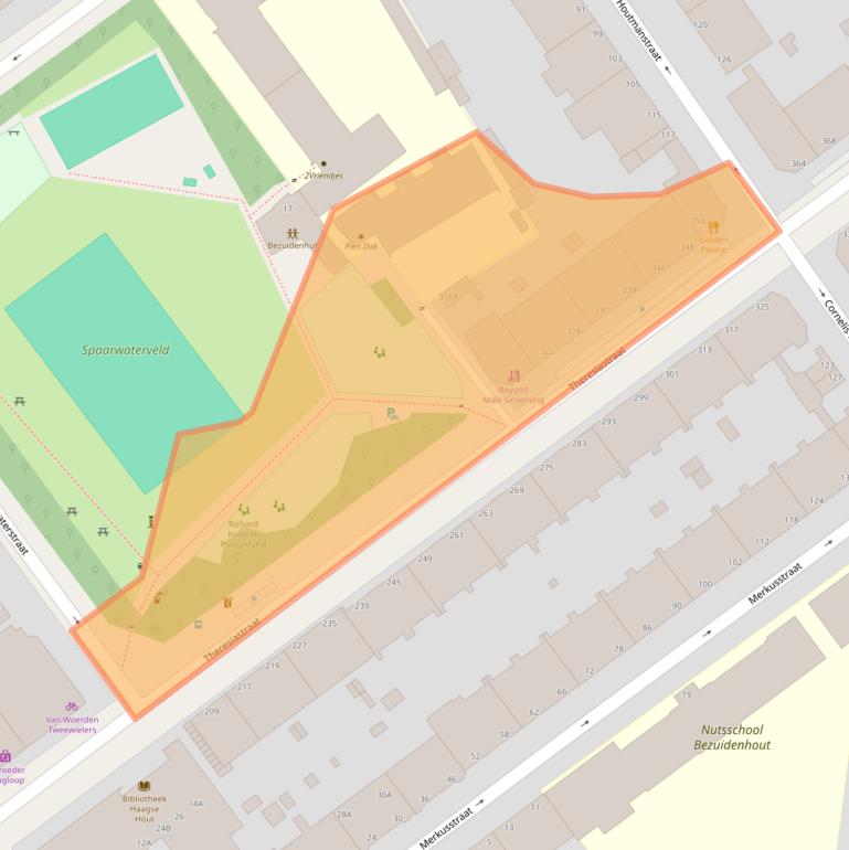 Kaart van postcodegebied 2593AZ.