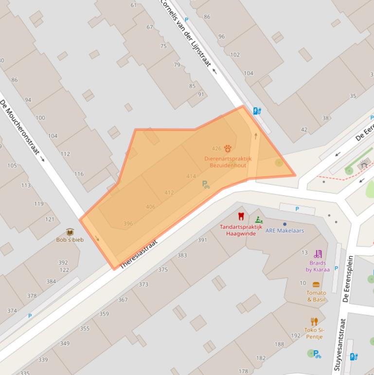 Kaart van postcodegebied 2593BB.