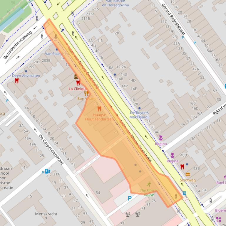 Kaart van postcodegebied 2593BJ.