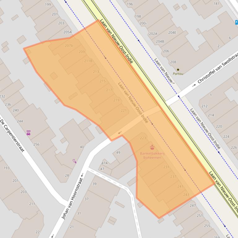 Kaart van postcodegebied 2593BP.