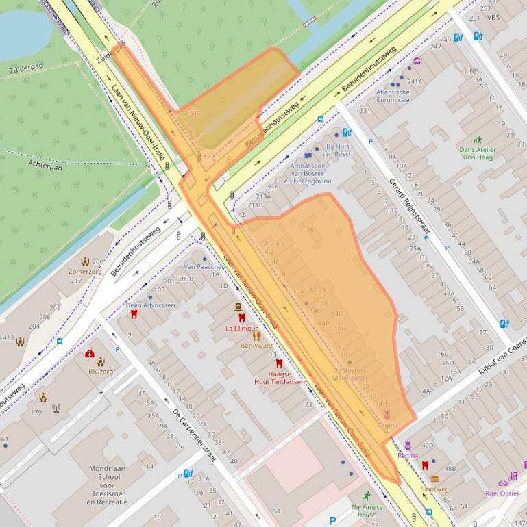 Kaart van postcodegebied 2593BT.