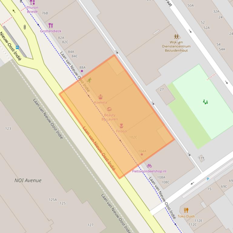 Kaart van postcodegebied 2593BX.