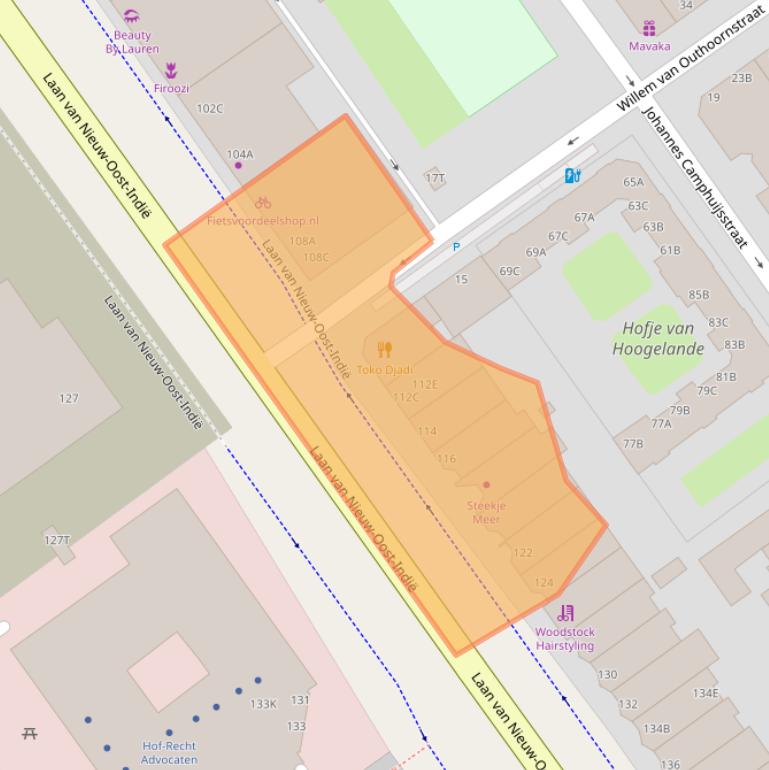 Kaart van postcodegebied 2593BZ.