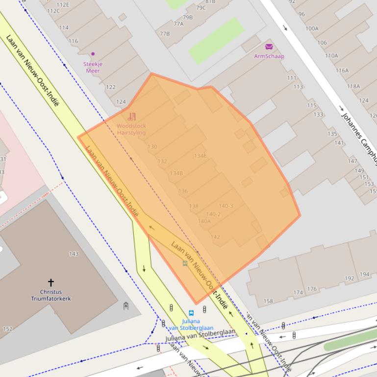 Kaart van postcodegebied 2593CA.