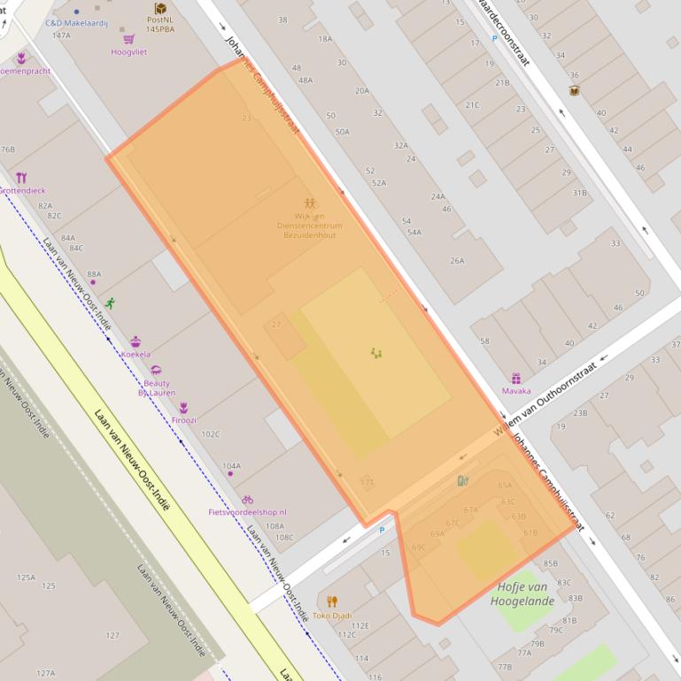 Kaart van postcodegebied 2593CH.