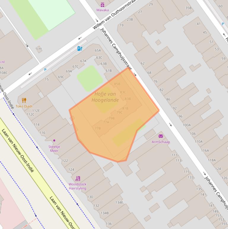 Kaart van postcodegebied 2593CJ.