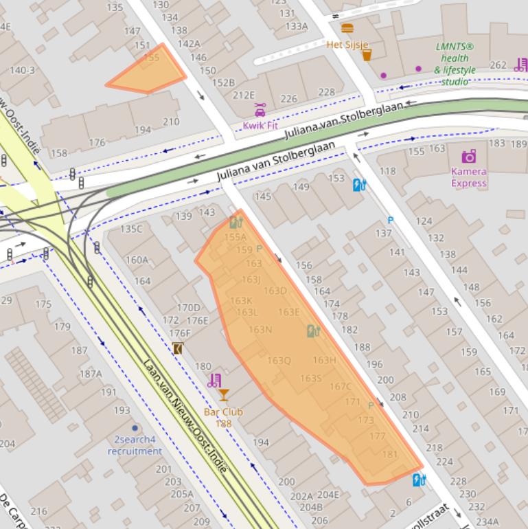 Kaart van postcodegebied 2593CL.