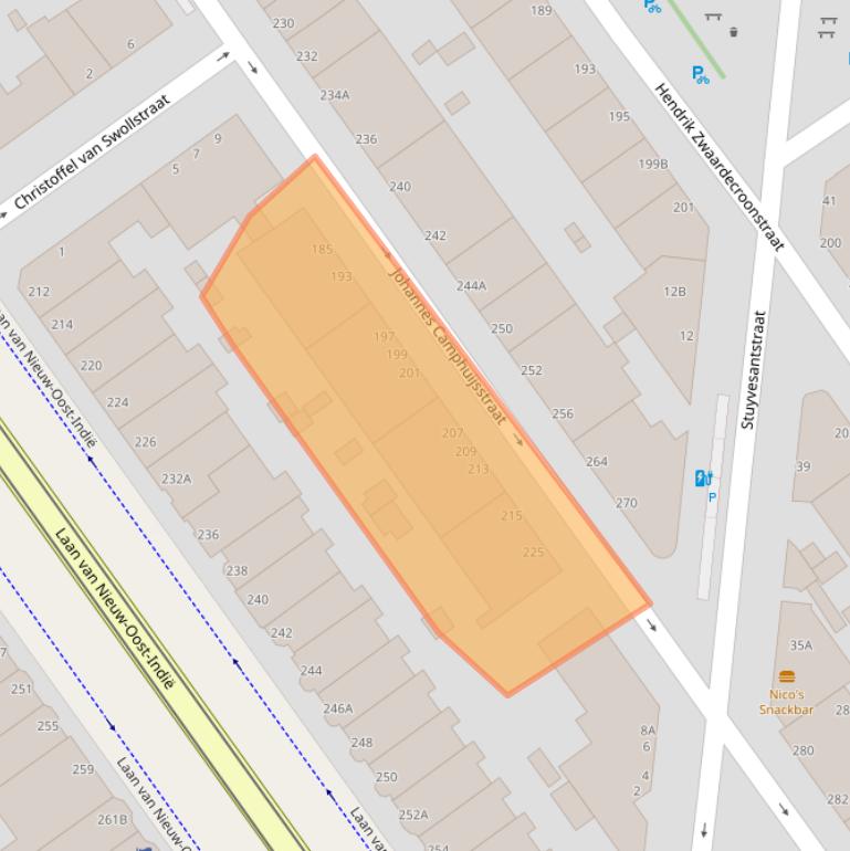 Kaart van postcodegebied 2593CM.