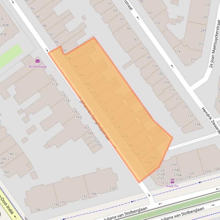 Kaart van postcodegebied 2593CT.