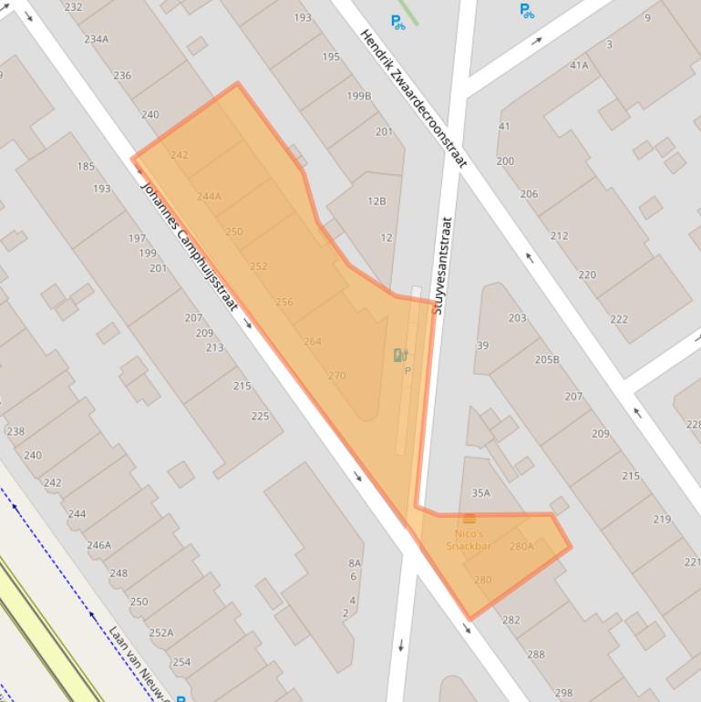 Kaart van postcodegebied 2593CX.