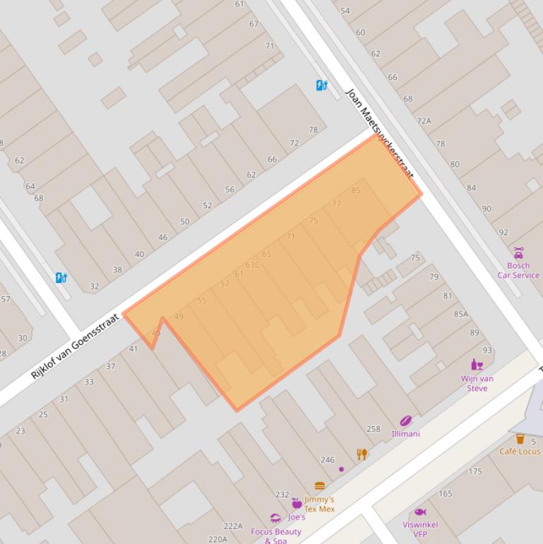 Kaart van postcodegebied 2593EG.