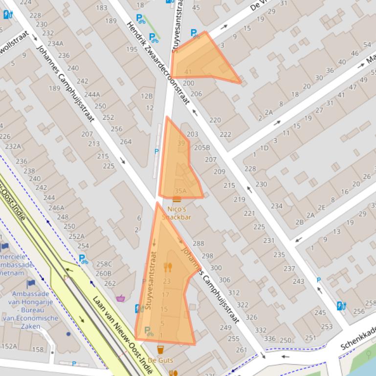 Kaart van postcodegebied 2593GA.