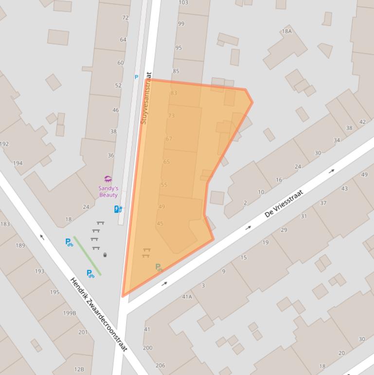 Kaart van postcodegebied 2593GB.