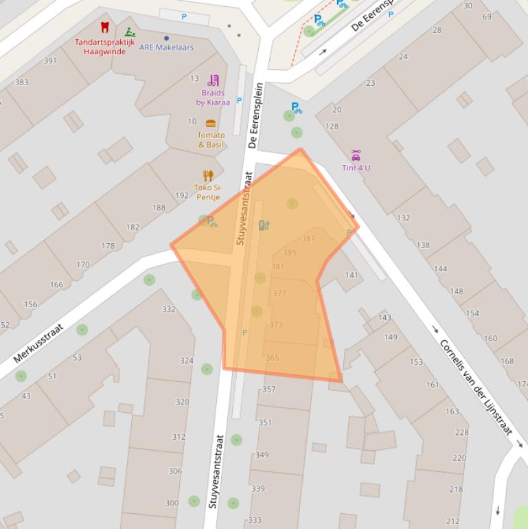 Kaart van postcodegebied 2593GL.