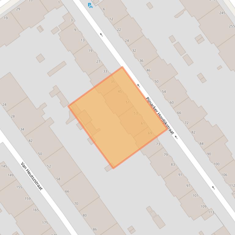 Kaart van postcodegebied 2593HB.