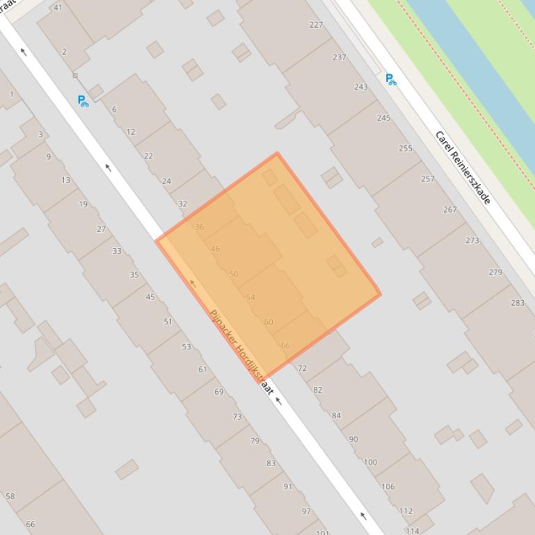 Kaart van postcodegebied 2593HE.