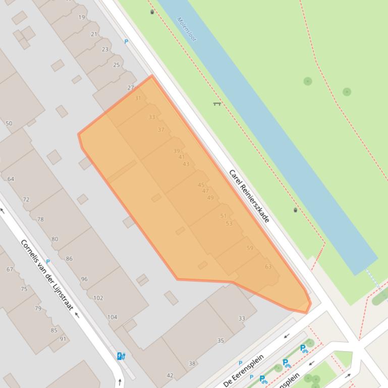 Kaart van postcodegebied 2593HL.