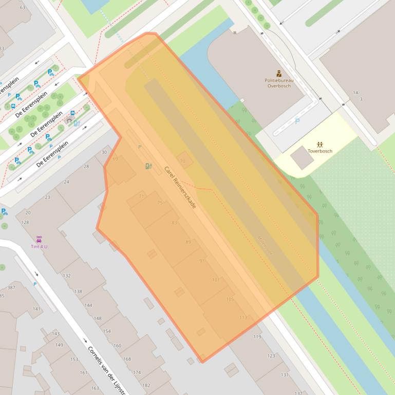 Kaart van postcodegebied 2593HM.