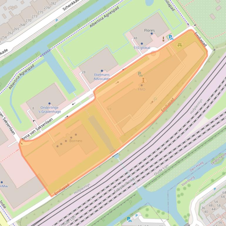 Kaart van postcodegebied 2593HW.