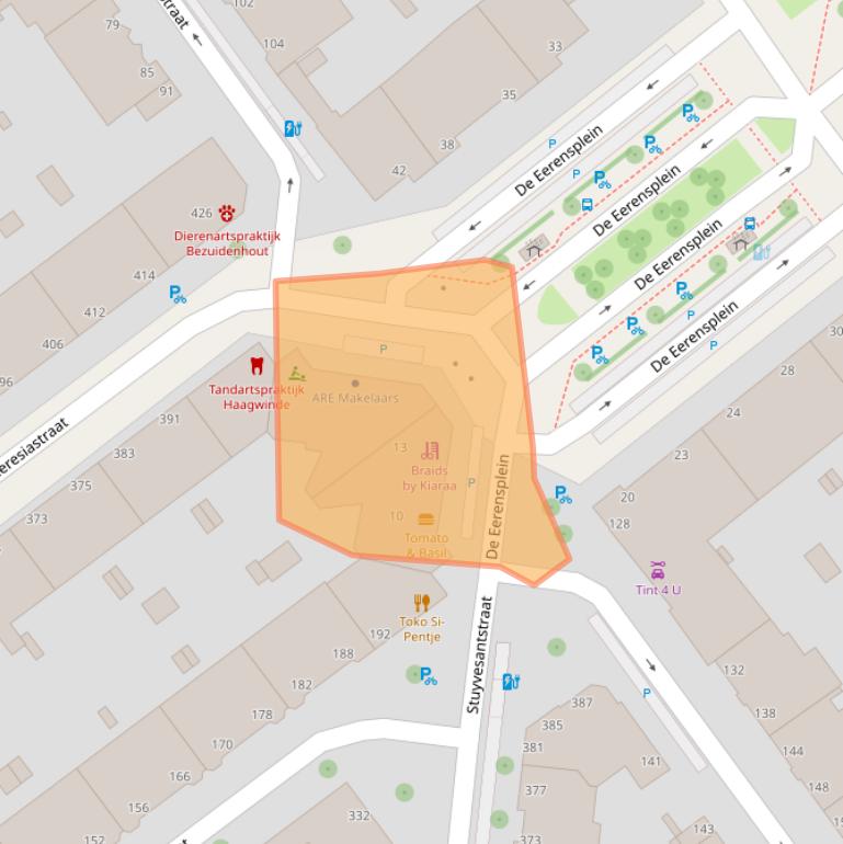 Kaart van postcodegebied 2593NA.