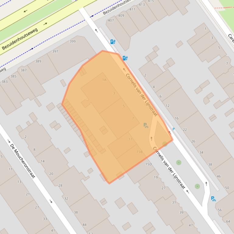 Kaart van postcodegebied 2593NC.