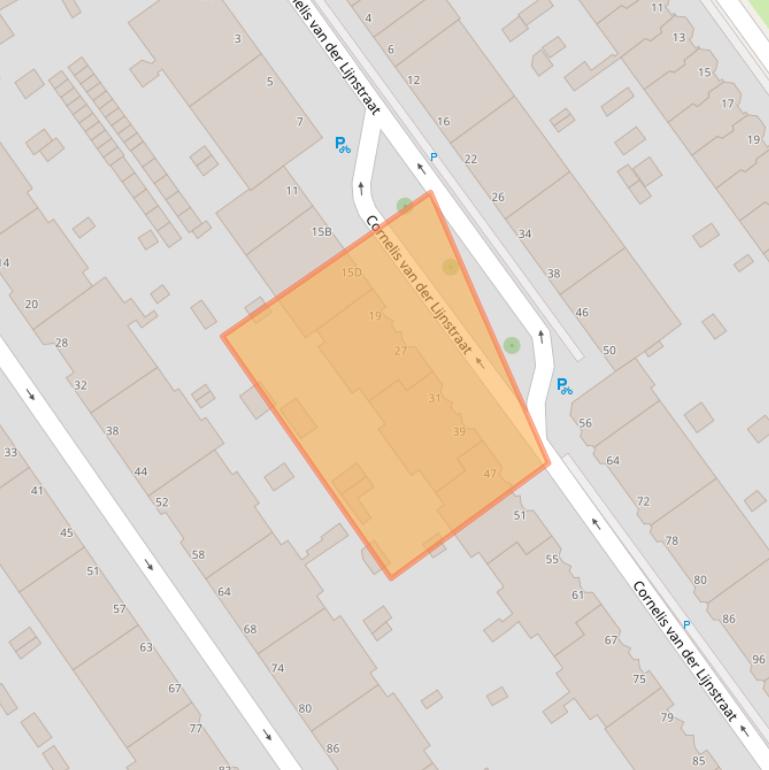 Kaart van postcodegebied 2593ND.