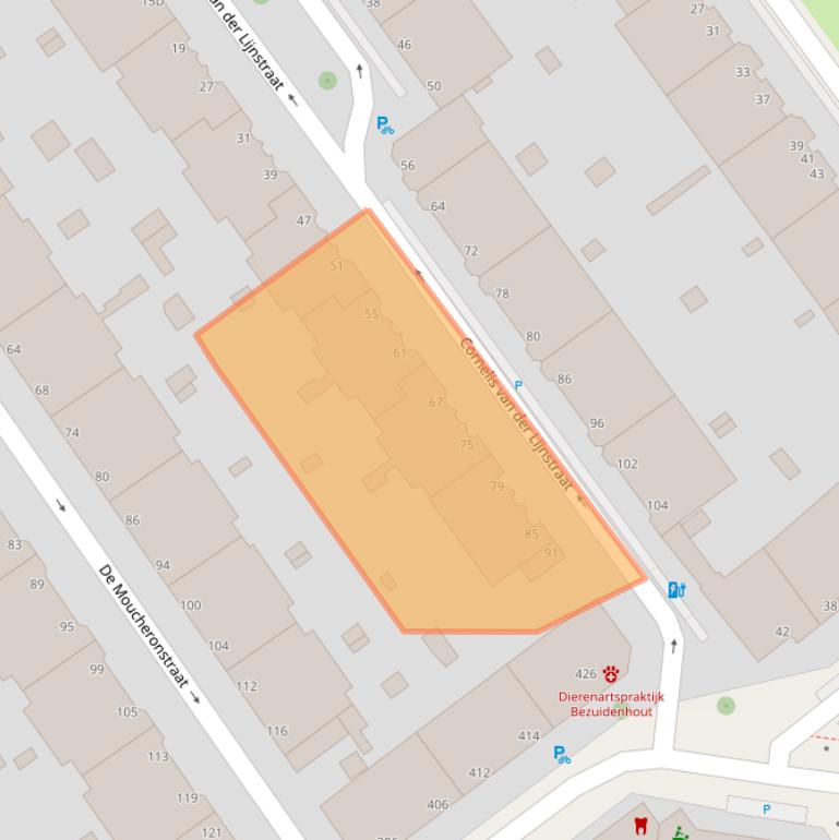 Kaart van postcodegebied 2593NE.