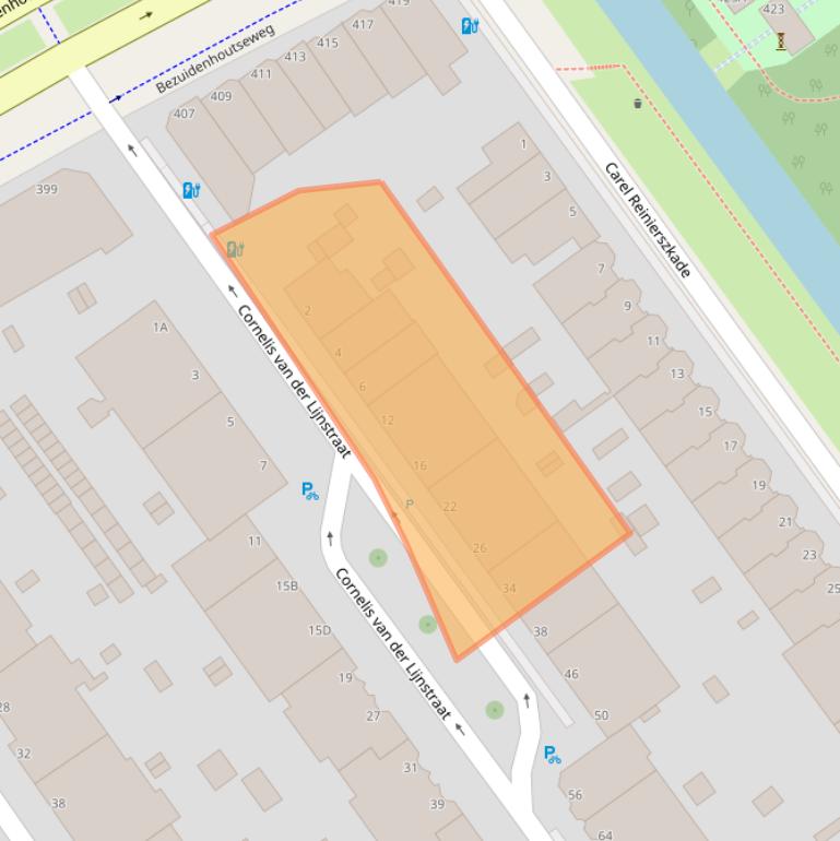 Kaart van postcodegebied 2593NJ.