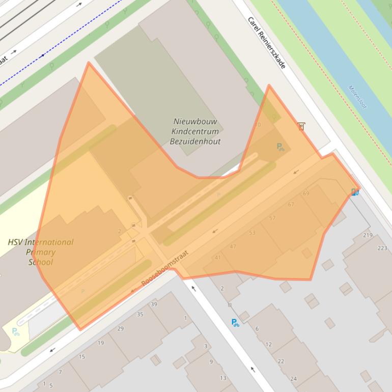 Kaart van postcodegebied 2593PB.