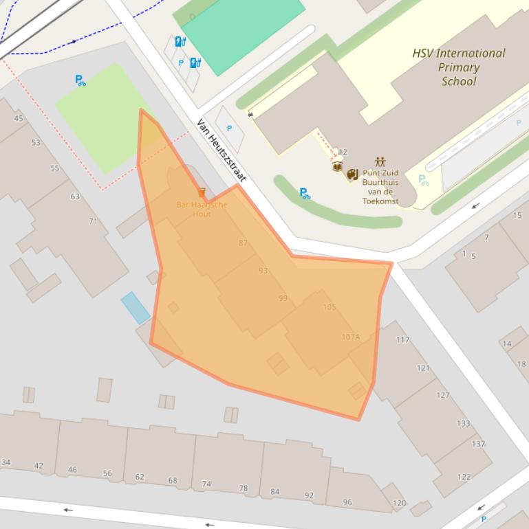 Kaart van postcodegebied 2593PE.