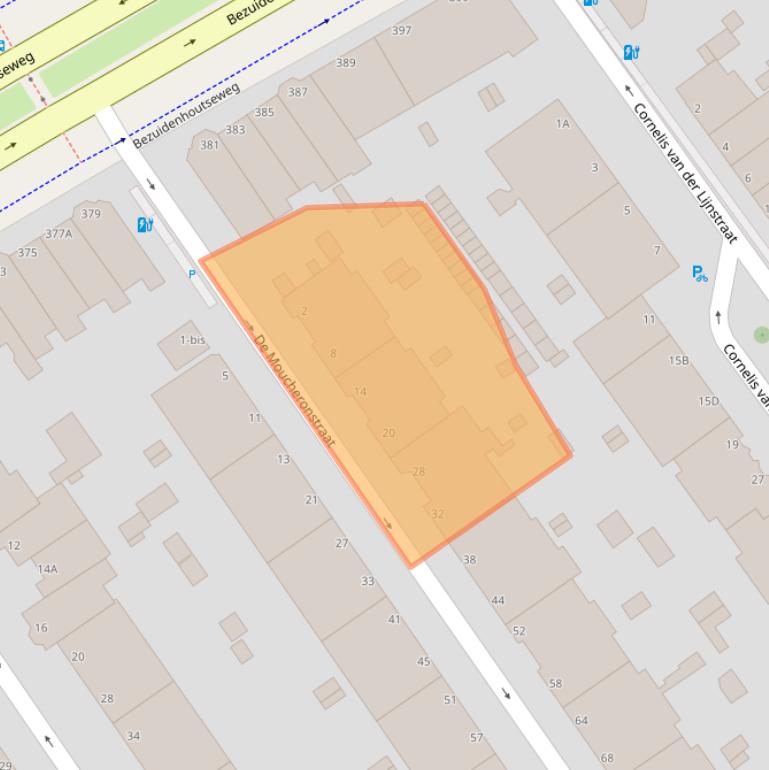 Kaart van postcodegebied 2593RA.