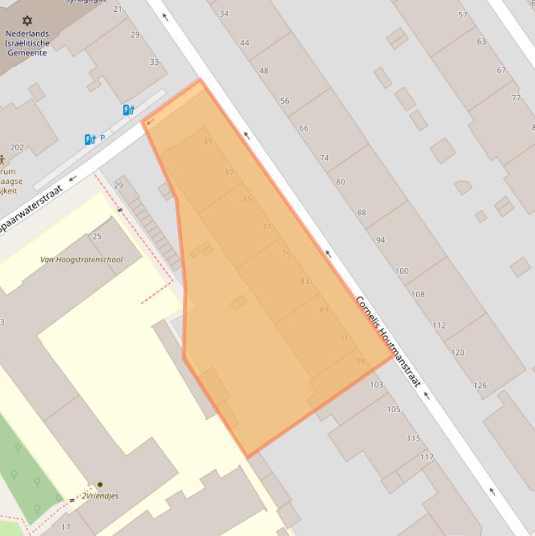 Kaart van postcodegebied 2593RE.