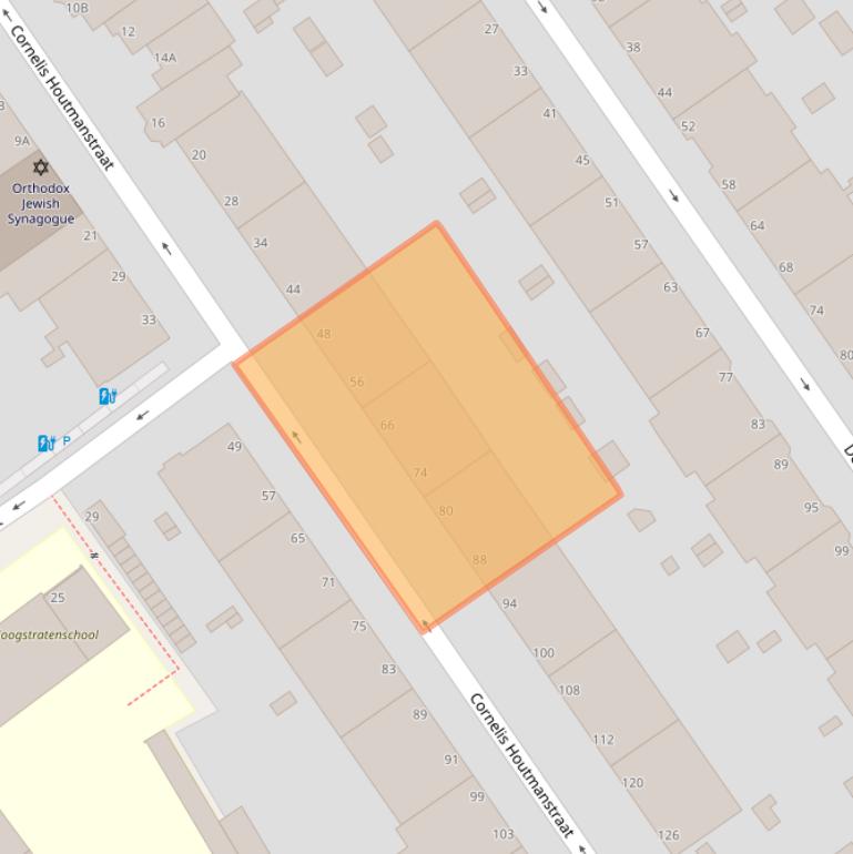 Kaart van postcodegebied 2593RJ.