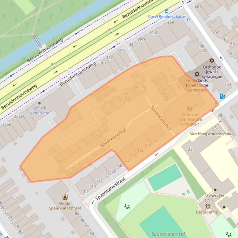 Kaart van postcodegebied 2593RS.