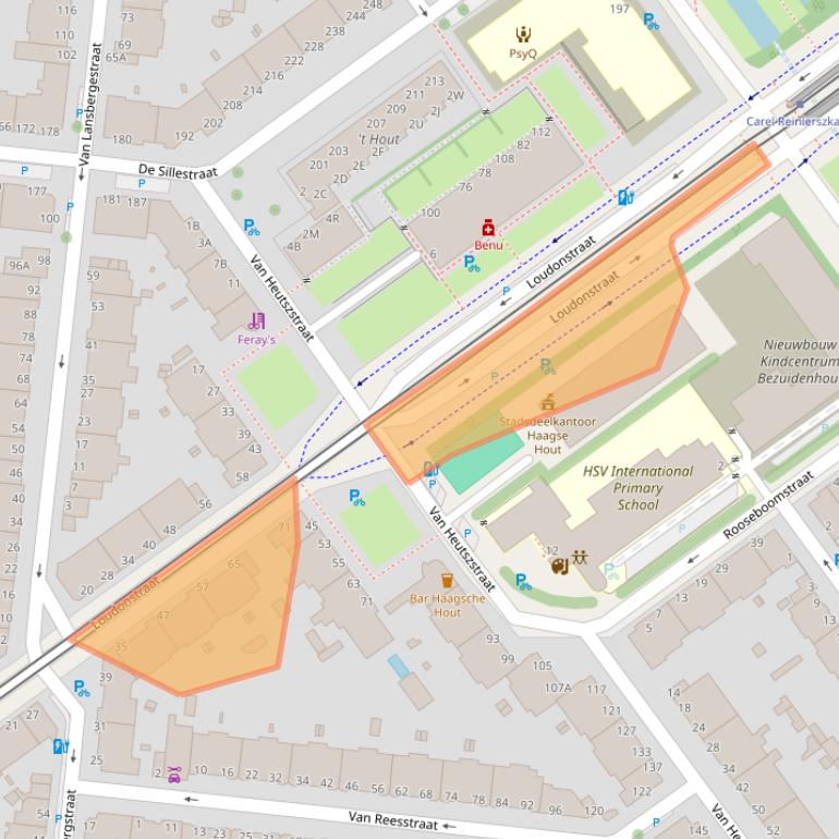 Kaart van postcodegebied 2593RV.