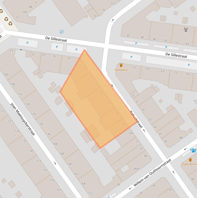 Kaart van postcodegebied 2593TB.