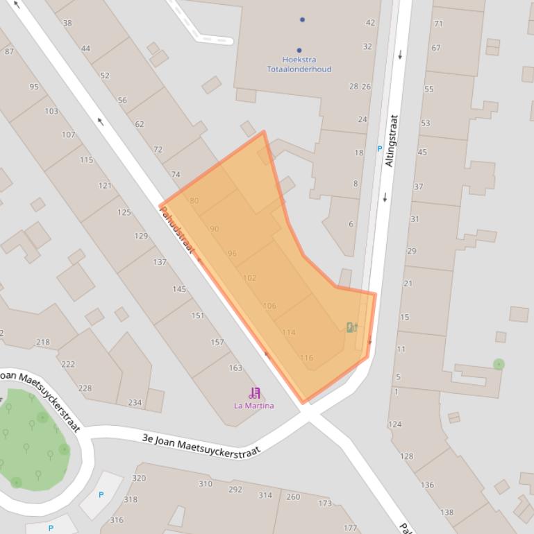 Kaart van postcodegebied 2593TJ.