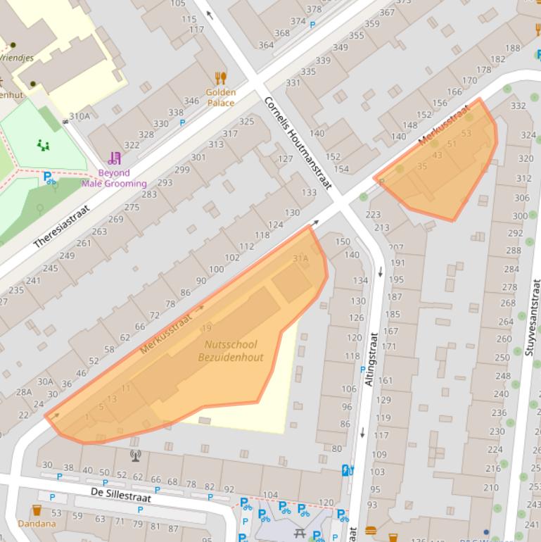 Kaart van postcodegebied 2593TL.