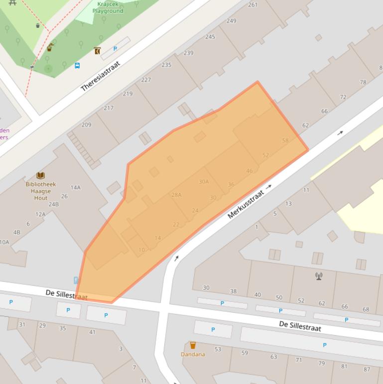 Kaart van postcodegebied 2593TM.