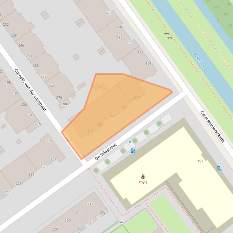 Kaart van postcodegebied 2593VE.