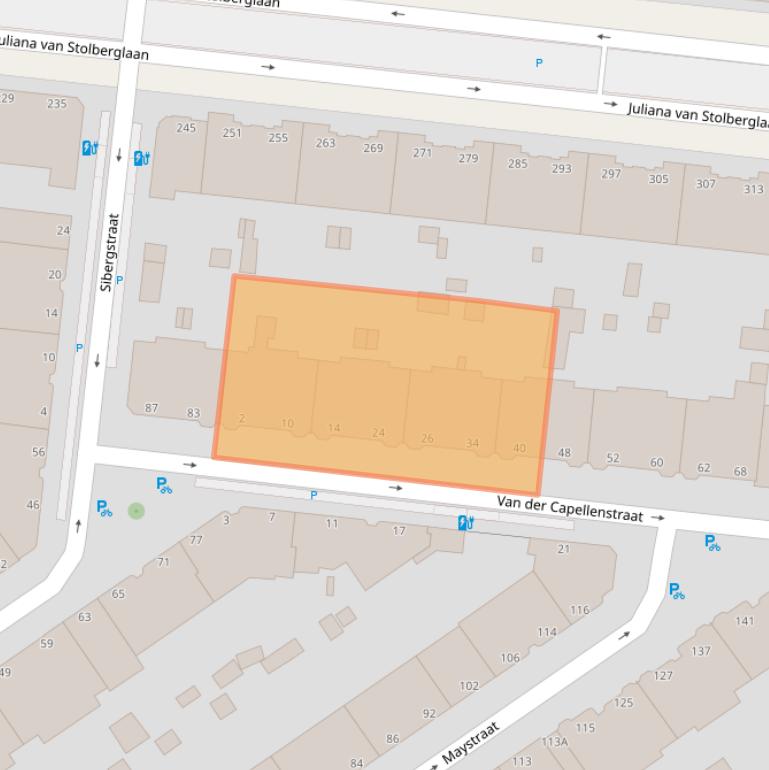 Kaart van postcodegebied 2593XD.