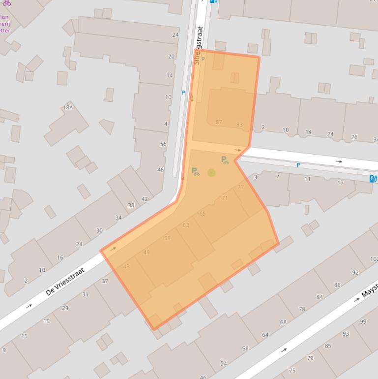 Kaart van postcodegebied 2593XH.