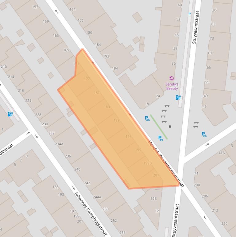 Kaart van postcodegebied 2593XP.