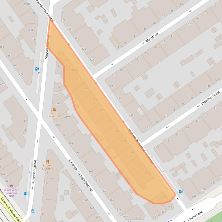 Kaart van postcodegebied 2593XR.