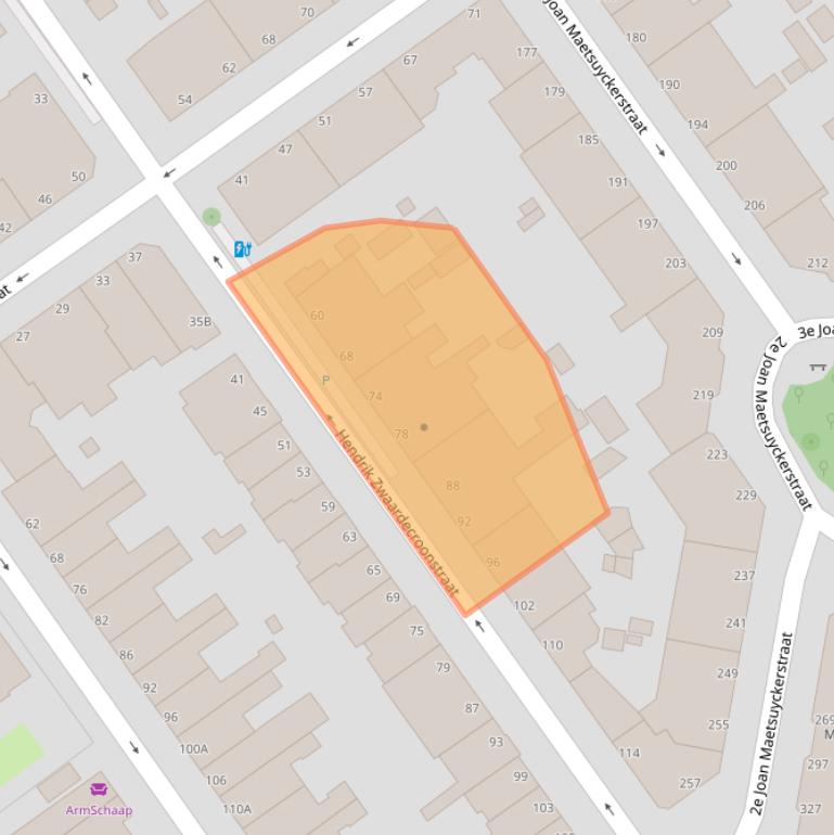 Kaart van postcodegebied 2593XT.